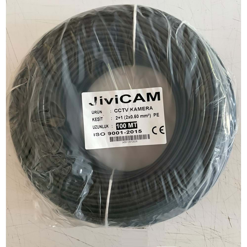 0.50 CCTV 2+1 100 MT CCA ANALOG KAMERA KABLOSU SİYAH POLIETILEN JİVİCAM