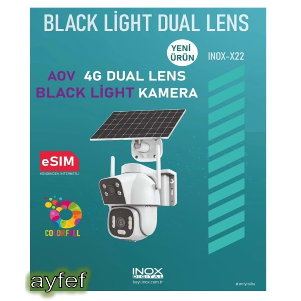 INOX-X22 4G DUAL LENS BLACK LİGHT ESİM SOLAR PTZ KAMERA- Hieasy uygulama -