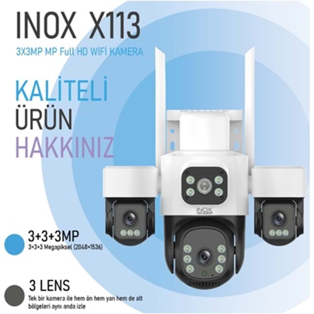 INOX-X113 3+3+3MP 3 LENSLİ WİFİ PTZ KAMERA - Hieasy uygulama -