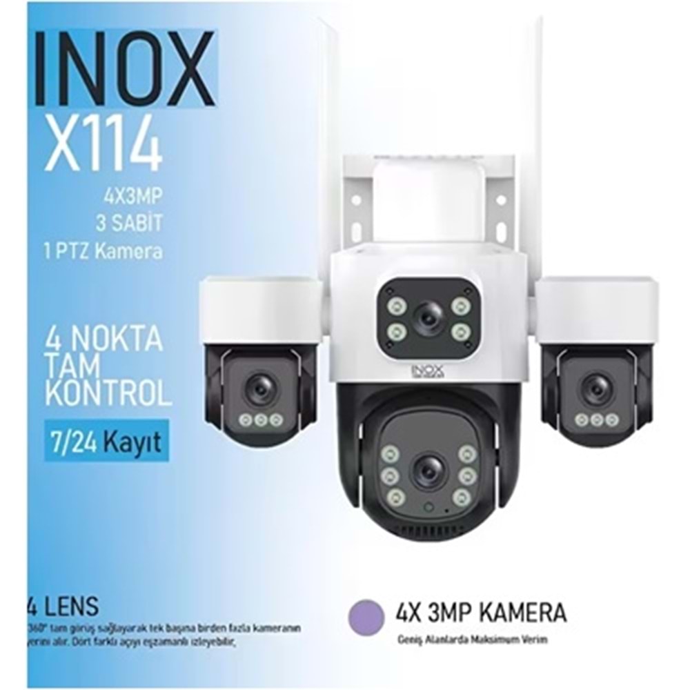 INOX-X114 4X3MP DÖRT LENSLİ WİFİ PTZ KAMERA - Hieasy uygulama -