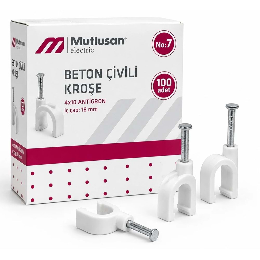 KROŞE 7 NUMARA Mutlusan Beton Çivili Kroşe Kutu 100 Adet