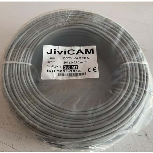 0.50 CCTV 2+1 250 MT CCA ANALOG KAMERA KABLOSU -GRİ- JiviCAM