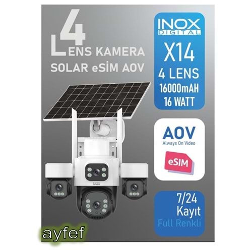 INOX-X14 4LENS ESİM SOLAR KAMERA 1 PTZ - Hieasy uygulama -