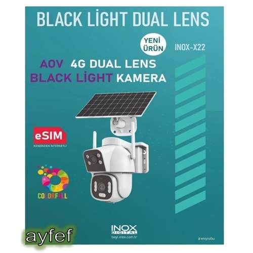 INOX-X22 4G DUAL LENS BLACK LİGHT ESİM SOLAR PTZ KAMERA- Hieasy uygulama -