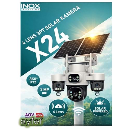 INOX-X24 4G SOLAR ESİM 6 MOTOR 3 PTZ KAMERA - Hieasy uygulama -