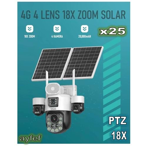 INOX-X25 4LENS 18X ZOOM 4G ESİM SOLAR PTZ KAMERA - Hieasy uygulama -
