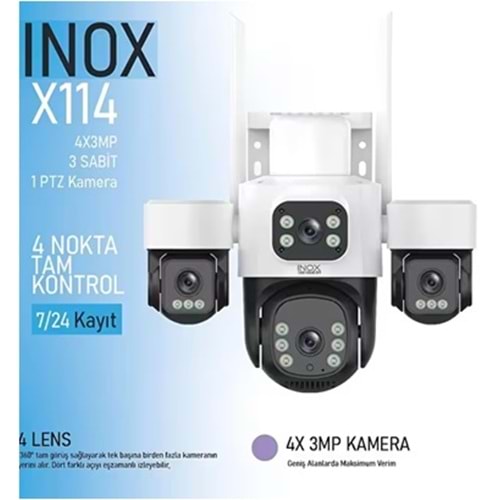 INOX-X114 4X3MP DÖRT LENSLİ WİFİ PTZ KAMERA - Hieasy uygulama -