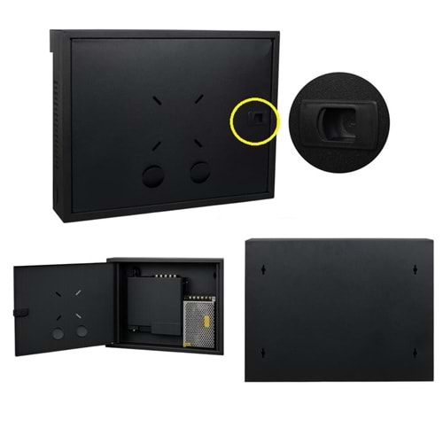 45x35x10cm DVR / NVR METAL GÜVENLİK KABİNİ PANO İÇ ORTAM SİYAH