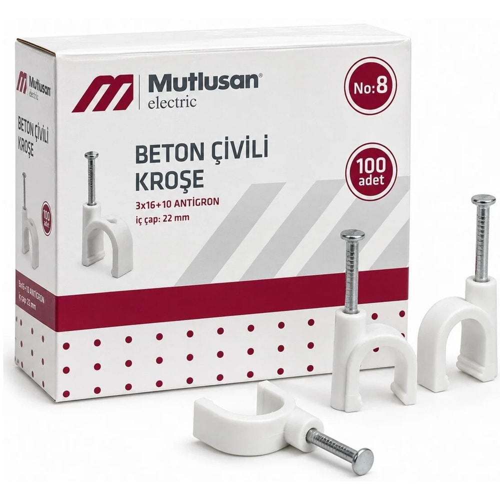 KROŞE 8 NUMARA Mutlusan Beton Çivili Kroşe Kutu 100 Adet