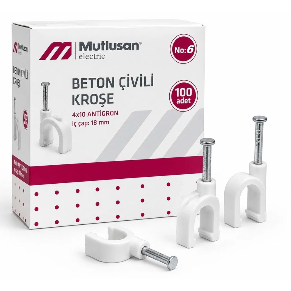 KROŞE 6 NUMARA Mutlusan Beton Çivili Kroşe Kutu 100 Adet
